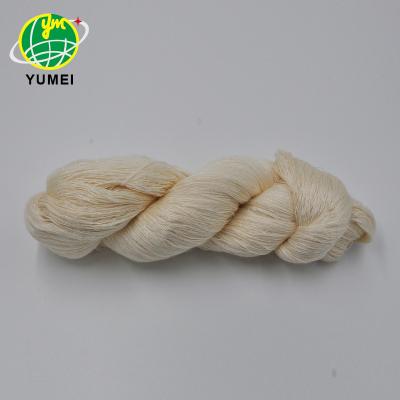 China Hot sale 100%Natural tussah rug 35N2 pure silk viable undyed silk yarn weaving and knitting for sale