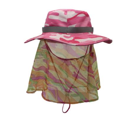 China Breathable Fishing Hat Camouflage Army Fan Jungle Mosquito Hat Sun Protection Bucket Hat for sale