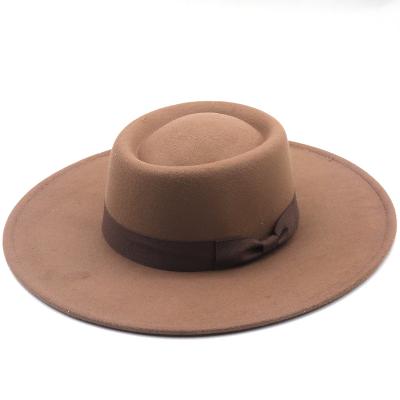 China Vintage Character Fedora Men Wide Brim Flat Top Felt Mens Fedora Hats for sale