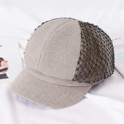 China Wholesale Character Custom Design Wool Lace Mesh Newsboy Berets Hat For Stylish Good Quality Women for sale