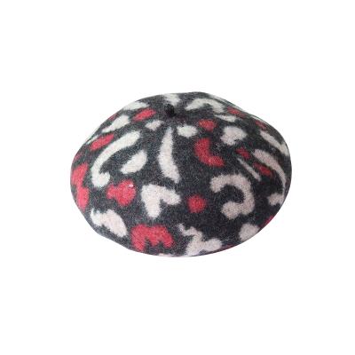 China Newest French Beauty Berets Hat Wholesale Leopard Wool Berets Hat For Women for sale