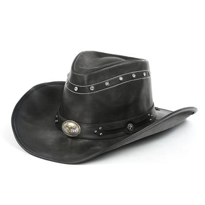 China Fashionable Beauty Wide Brim Style Adjustable Metal Bull Western Head Jazz Hat Cowboy Hat Decorated for sale