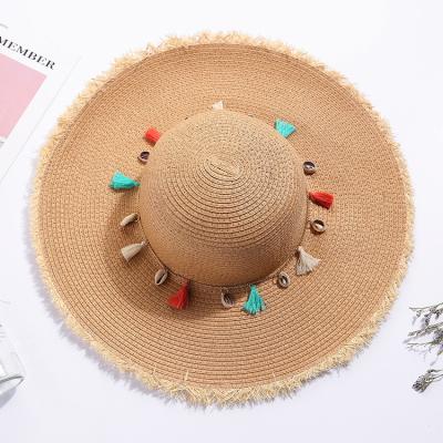 China Wholesale Striped Beach Hat Large Brim And Fashion Design Multi Color Straw Hat Sun Hat for sale