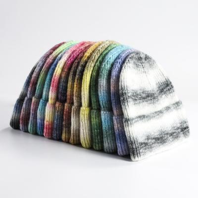 China 2021 COMMON colorful knitted hat making winter slouch hat for unisex ear protect warm headwear for sale