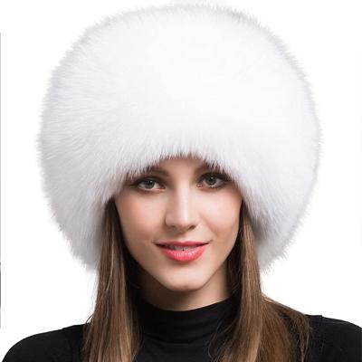 China JOINT Real Fox Fur Hat Women's Winter Thick Natural Fur Hat And Warm Sheepskin Hat for sale