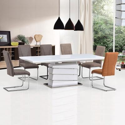 China Adjustable Dining Table (Height) One Set Modern Retractable Dining Table Chairs 10 Seater 8 Seater White Extendable Dining Table Person Dining Table for sale