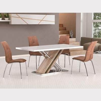 China Adjustable Dining Table (Height) One Set Modern Retractable Dining Table Chairs 10 Seater 8 Seater White Extendable Dining Table Person Dining Table for sale