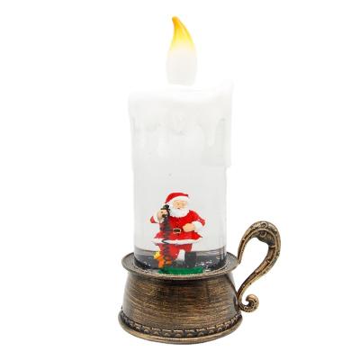 China Wholesale Led Candle Cup Spinning Water Sparkles Lighted Music Snow Globe Lantern For Christmas Decorations Santa Claus Snowman for sale