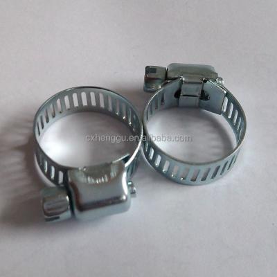 China Thickness Galvanized Pipe Clamp 0.6mm 8mm Band Width Small Us American Pipe Clamp With Negative Screw for sale