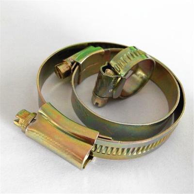 China Metal high pressure yellow zinc hose clamp British riveting hose clamp/pipe clamp good quality/auto parts flange for sale