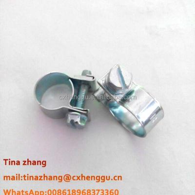 China Pipe Clamp 9mm Strip Width 11-13mm Galvanized Carbon Steel Mini Gas Pipe Clamp for sale