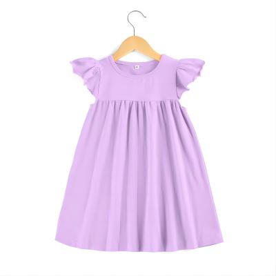 China Anti-wrinkle baby muslin kids dress girl solid color dresses comfortable baby muslin ruffles dress kids mini for sale