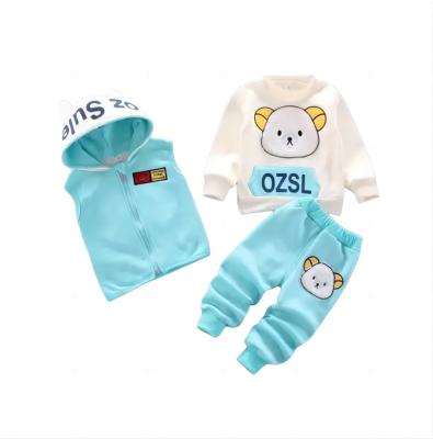 China Casual Factory Custom Kids Clothes Boys Fleece Zipper Neck Clothing Set Long Sleeve Kids Two Piece Set for sale