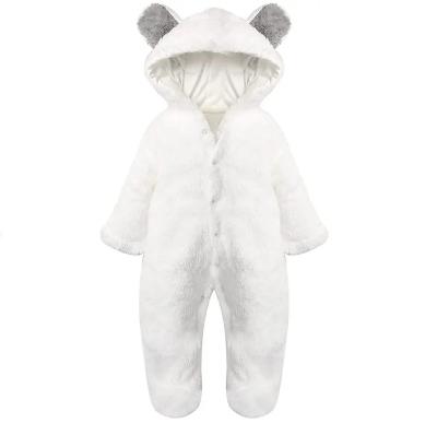 China New Design Cutom Bear Snowsuit Custom Newborn Cotton Fleece Hooded Romper Jumpsuit For Infant Baby Clothes Sets Baby Romper for sale