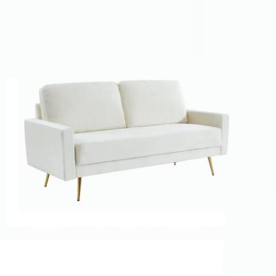 China Factory hot sales modern design living room beige color velvet living room furniture storage new sofa set white and gold sofa for sale