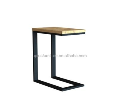 China Modern Hot Selling Solid Wood Top Board Metal Tube Powder Coating Side Table Sofa Solid Wood Flat Table for sale