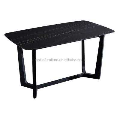 China Hot Selling Newest Design Luxury Modern Italian Furniture Hot Sale Stone Black Ceramic Sintered Metal Base Dining Room Dining Table for sale