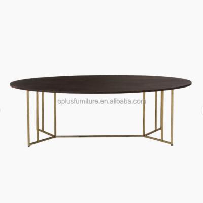 China Newest Hot Sale Modern Scandinavia Customized Oval White Marble Table Top Goldplating Metal Base Dining Table for sale