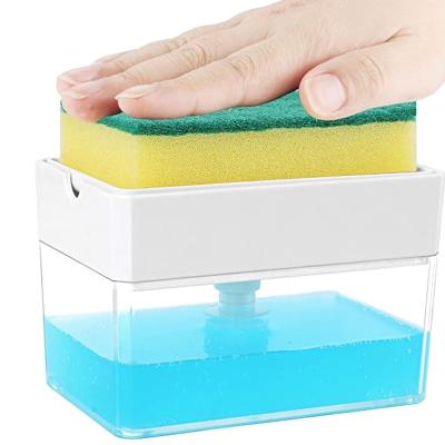 China Foam Soap Dispenser Kid Hand Push Dishwashing Liquid Detergent Soap Pump and Sponge Cart Cleaning Liquid Dispenser for sale