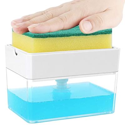 China Sustainable Amazon Best Seller OEM Eco Press Sponge Holder Hand Push Pump Detergent Dish Soap Dispenser For Kitchen for sale