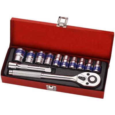 China Industrial Use Sonex Brand Hardware Tools Box For Professional Mechanic Cars 12PCS DIY Tool Chrome Vanadium Combine Socket Wrench Set for sale