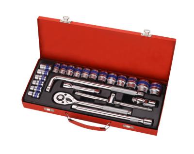 China Popular Industrial Use In Thailand Box Metal Screwdriver Socket Set Ratchet Set 24pcs 1/2