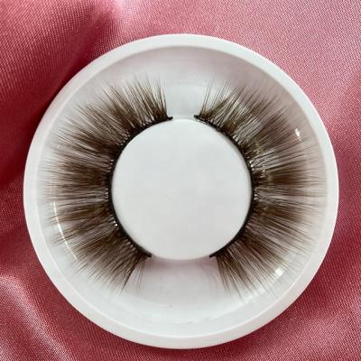 China Long Natural Natural Mink Eyelash Strip Custom Logo Lasheswholesale Vendor Dark Brown Lashes Faux Brown for sale