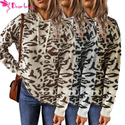 China 2021 Hot Sale Anti-wrinkle Leopard Print Long Sleeve Women Oversized Hoodie for sale