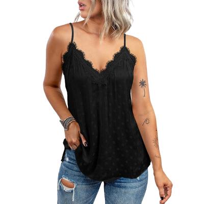 China Breathable Hot Selling Ladies Summer High Quality Spaghetti Strap V Neck Tank Top Women Tops for sale