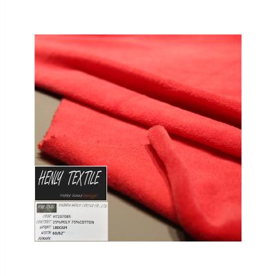 China BEST SELLING HT207085 SOFT 75%COTTON 25%POLYESTER KNITTED FLEECE JERSEY FABRIC FOR CASUAL WEAR for sale