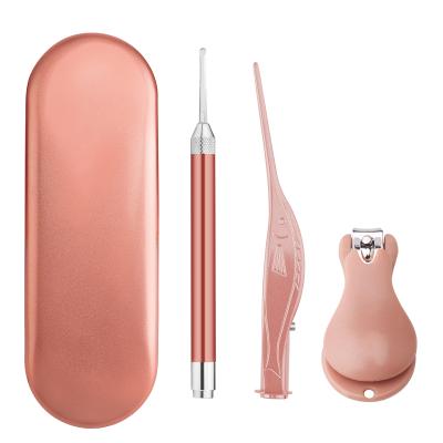 China Cheap 3pcs/set Ear Wax Removal Tweezers Clipper With Ear Pick 3pcs/set Led Mini Manicure Set for sale