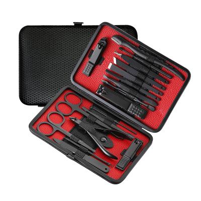 China 18PCS Multi Functional Pedicure Nail Cutter 18 in 1Leather Travel Case Manicure and Pedicure Nail Tools Professional Grooming Kit Manicure Set Tool for sale