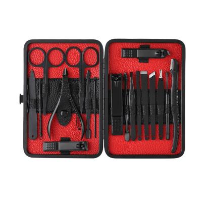 China Multi Functional 18PCS Manicure Pedicure Nail Cutter 18 In 1 Travel Case Leather Manicure And Pedicure Nail Tools Kit Professional Grooming Wholesaler for sale