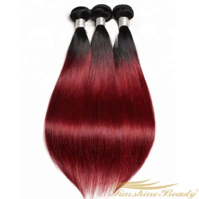 China High Quality Cheap Wholesale Price Silky Straight Wave Virgin Hair Ombre 2Tone Color T1B/99J Straight Bundles for sale