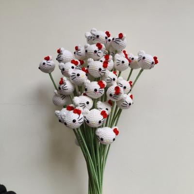 China Europe Yixianqian 100% handmade decoration toy crochet flower bouquet for hello Kitty style for sale