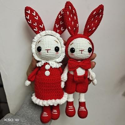 China Europe Yixianqian 2023 100% Handmade knitting toy a pair lovers rabbit handmade knitting bags for Valentine's Day Girlfriend Gift for sale