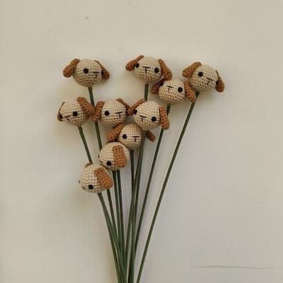 China Europe Yixianqian 100% handmade puppy dog Style decoration toy crochet flower bouquet forTeacher Valentine's Day Girlfriend Gift for sale