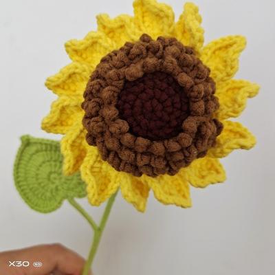 China Europe Yixianqian 100% handmade sunflower Style decoration toy crochet flower bouquet for Teacher Valentine's Day Girlfriend Gift for sale