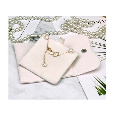 China Luxury High End Recycled White Velvet Jewelry Storage Bag Gift Packaging Necklace Jewelry Pouches for sale