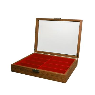 China Glasses PU Leather Liner Box Show Skin 8 Slots Luxury High Quality Single Sense Solid Wooden Glasses Boxe Or Case With Custom Logo for sale