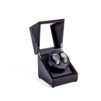 China Lxuxury Factory Rotate MDF Storage Winder Watch Box 2 Watches Watch Auto Window Case With High End PU Leather Lining for sale