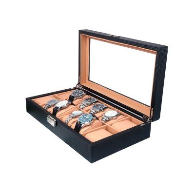 China Wooden Pu Leather Designer Watch Storage Display Travel Case 12 Slots Watches Display Case with Open Window for sale