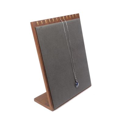 China Luxury Gray Wooden Frame Jewelry Necklace Display Stand Microfiber Scratching Jewelry Bracelet Display Racks for sale