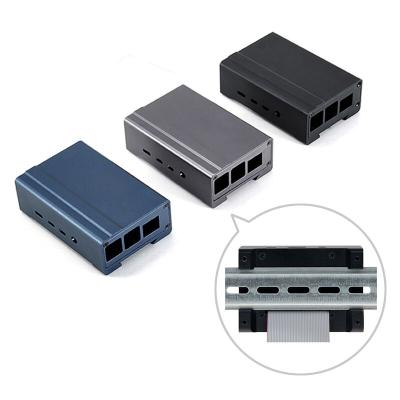 China Raspberry pi 4b new arrival aluminum alloy case track installation design metal cooling box for raspberry pi 4 B model for sale