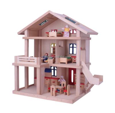 China Recyclable Colorful Window Wooden Dollhouse For Kids for sale