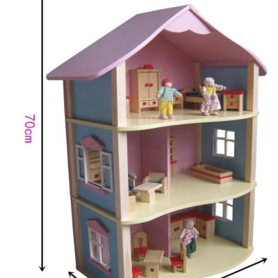 China 2016 new products handmade large wooden dollhouse, wooden dollhouse with furniture sets for sale