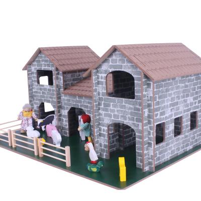 China Suit all coutries professional three rooms wooden craft kids play farm for sale