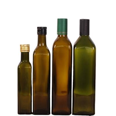 China Amber Dark Green Wine Glass Square Bottle Of Frying Oil 250ml 500ml 750ml 1000ml for sale