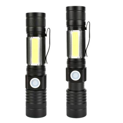 China Camping Portable 350 Lumens COB Zoomable Led Flashlight Clip 18650 Battery USB Rechargeable Flashlight Magnetic for sale