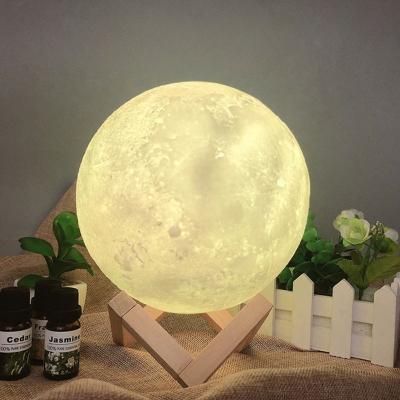 China Customized Rechargeable 8cm 10cm 12cm 15cm 20cm 3D Printing Night Moon Light Lamp, 16 Colors Usb Changing 3D Moon Lamp With Magnet Holder for sale